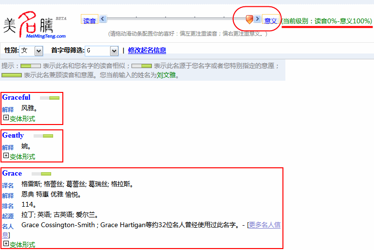 起與自己中文名意義相近(似)的英文名