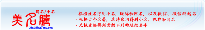 根據(jù)姓名得到小名，昵稱和網(wǎng)名；根據(jù)古今名著，唐詩宋詞得到小名，昵稱和網(wǎng)名；無極變換得到意想不到的超酷名字